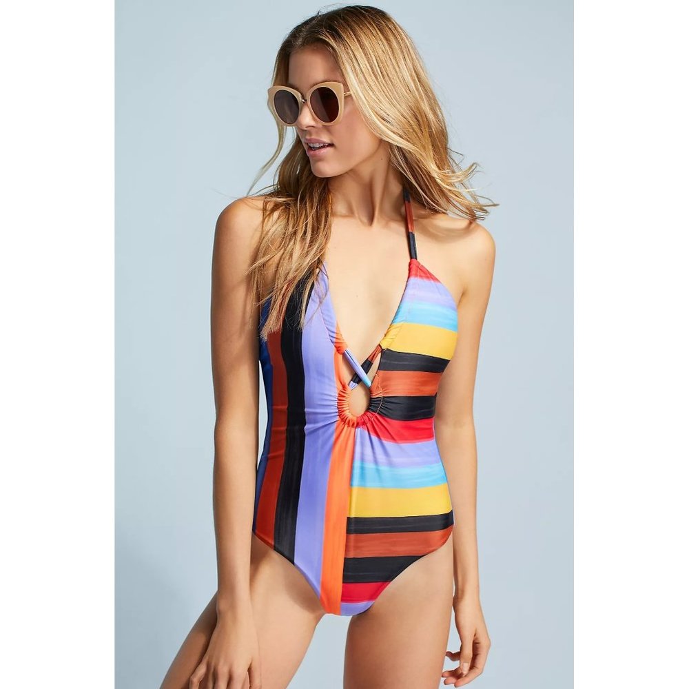 Mara Hoffman Multicolor Striped One Piece Swimsuit